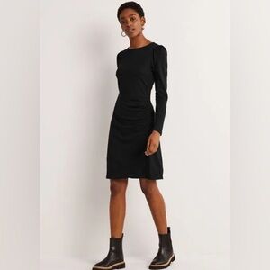 Boden ruched jersey mini dress. US6 in black